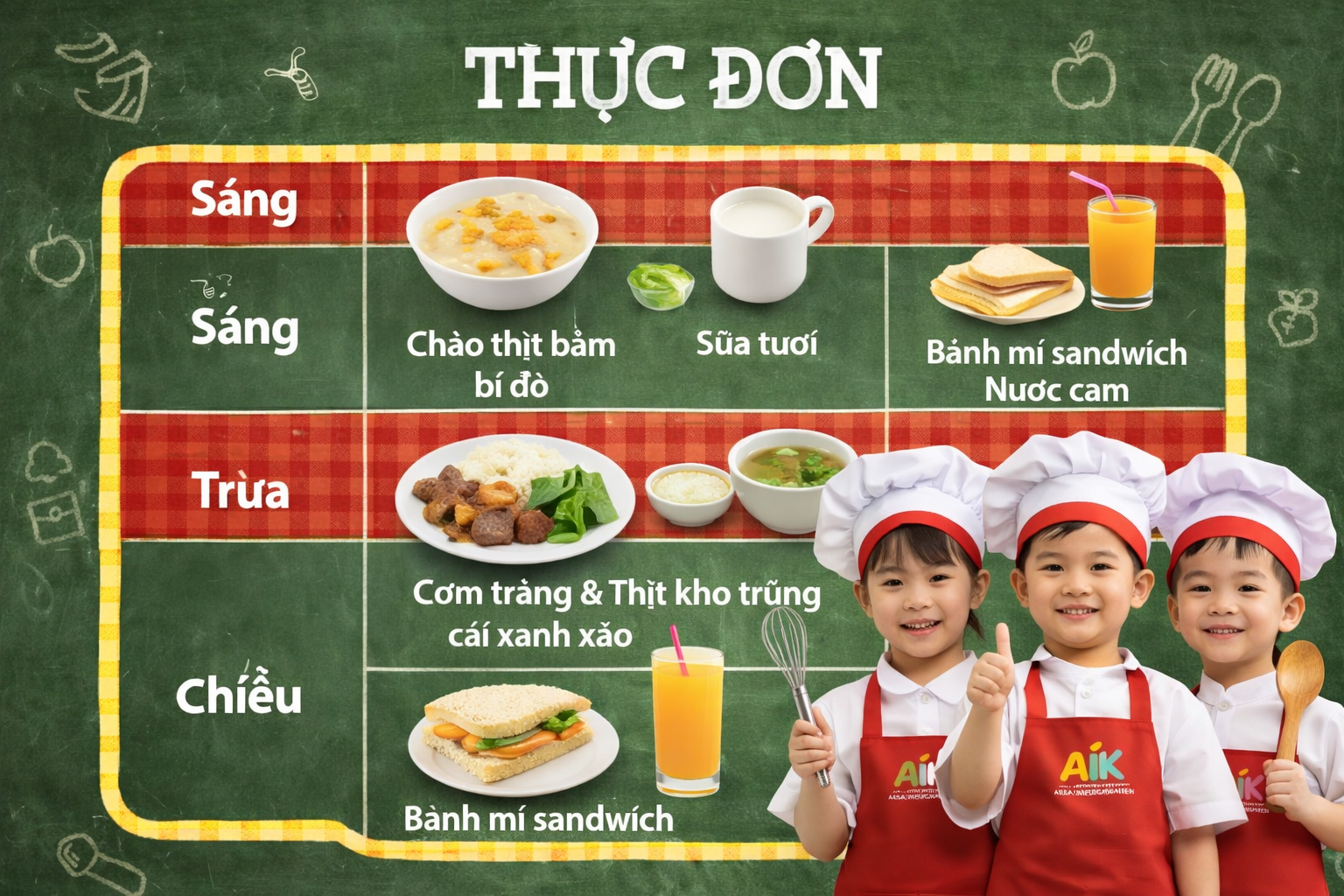 Thực đơn tháng 1 năm 2024